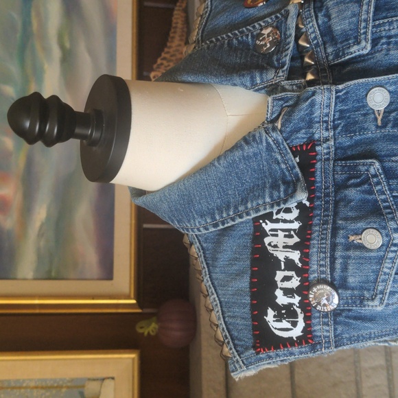 Punk Battle Vest NYHC Studded Handmade Gap Women Medium - Picture 3 of 9